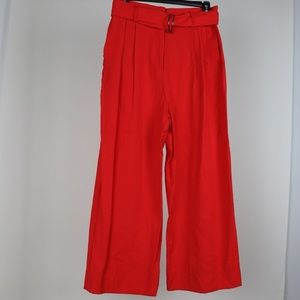 High Waisted Red Flare Trousers